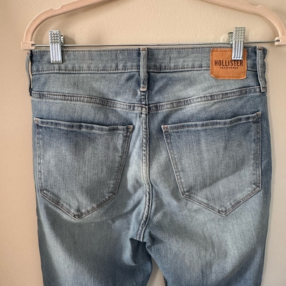 Hollister Light Blue Distressed High Rise Vintage Flare Stretch Jeans Y2K 2000’s - Picture 6 of 11